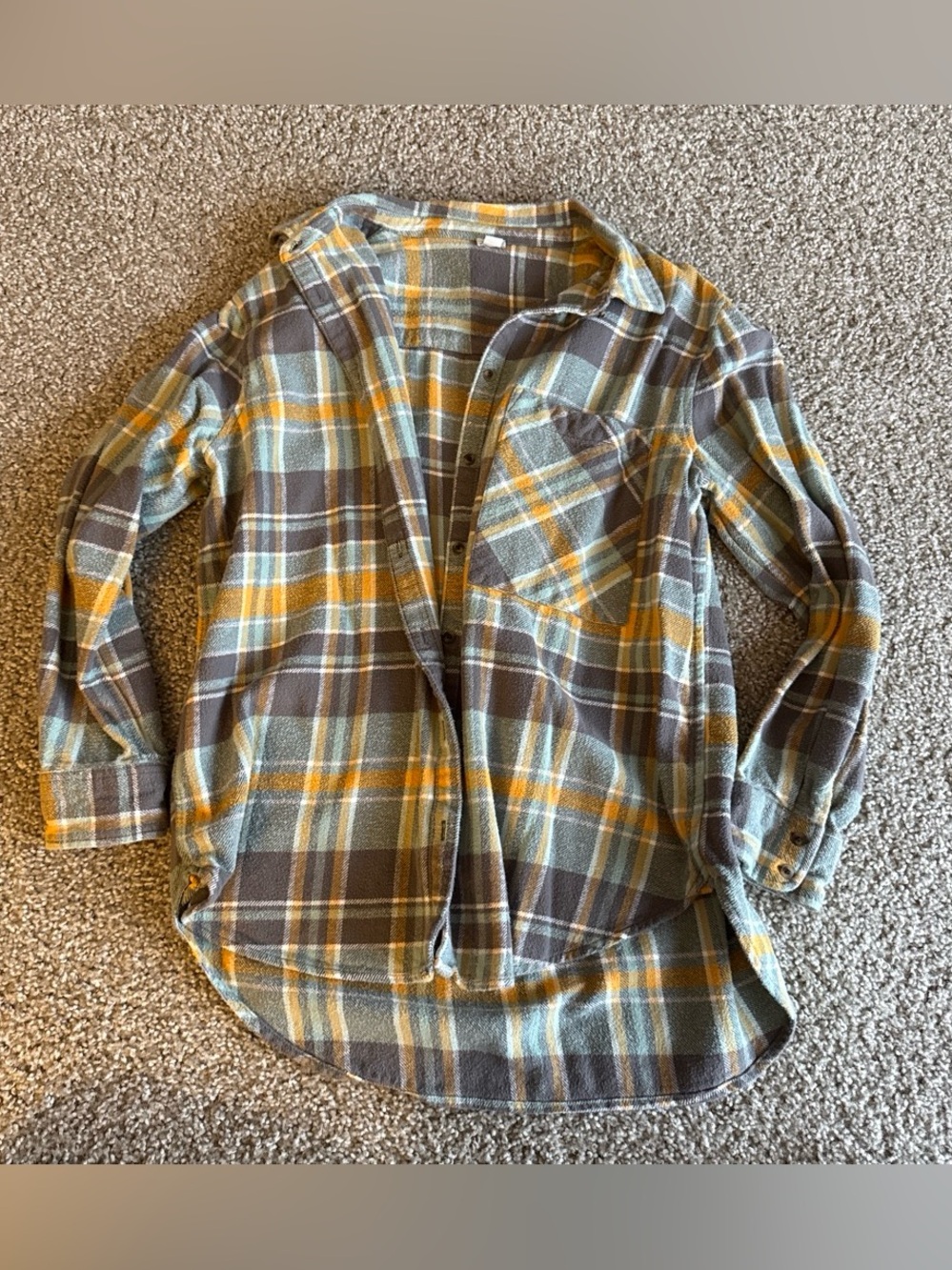 Plaid Button-Up Shirt - Yellow & Gray